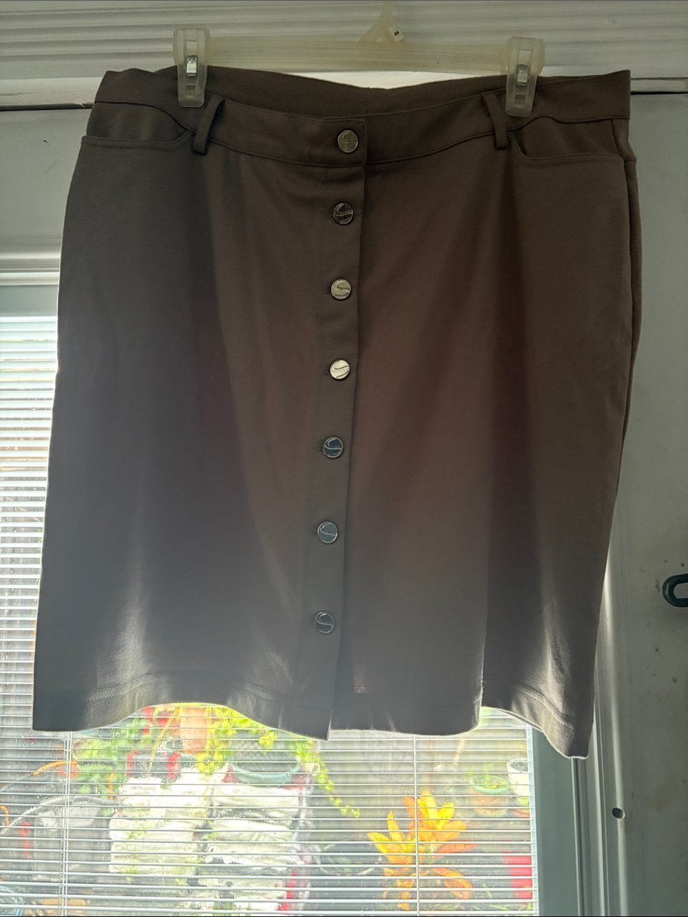 Serena Williams Brown Button-Front Mini Skirt